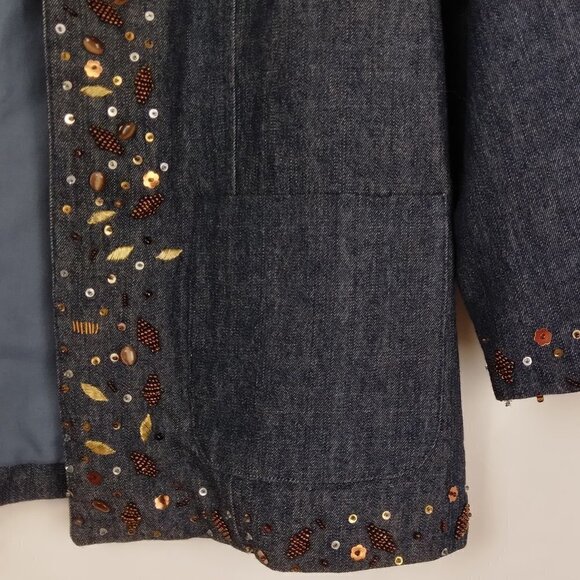 Coldwater Creek | Embellished Denim Embroidered Beaded Jacket | Size PM - Picture 3 of 8
